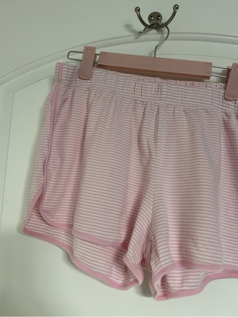 Lake 100% Pima Cotton Enligh Rose Stripe Pink Pajama Shorts Size M cozy lounge - Picture 4 of 11
